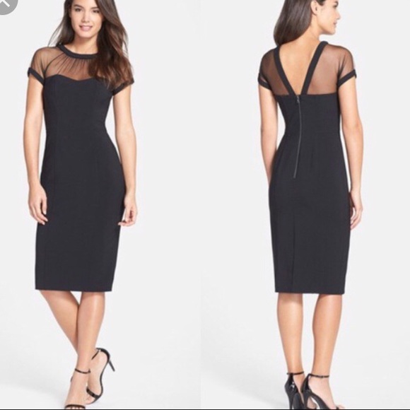 maggy london illusion yoke crepe sheath dress